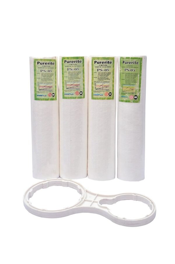 RO Filter, Water Filter Candles, Filter Candle for Water Purifier, Spun Filter for Water Purifier, Filter Candle, Spun Filter, Spun Filter 10 inch 5 Micron, Water Purifiers, 4 Pieces, White